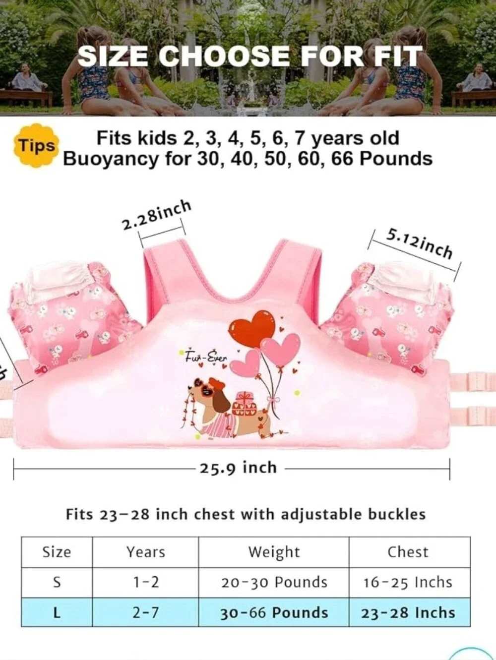 Pink Kids Swim Vest and Arm Floaties - Fun-Ever